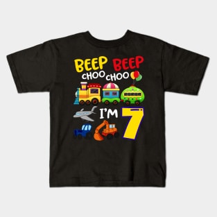 Beep Beep Chooo Chooo I am 7 Birthday Kids Kids T-Shirt